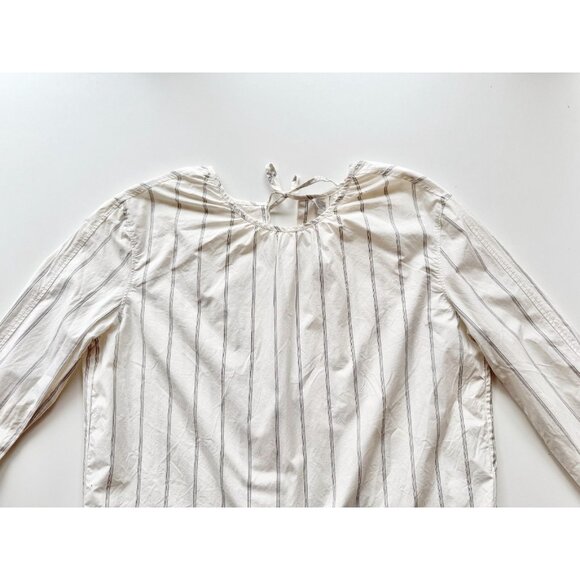 EVERLANE Ivory Striped Cotton Poplin Open Back Breeze Shirt Blouse, Size XS - Picture 7 of 16